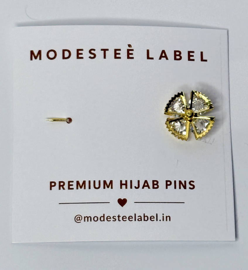 Petal Glow Floral Crystal Hijab Pin