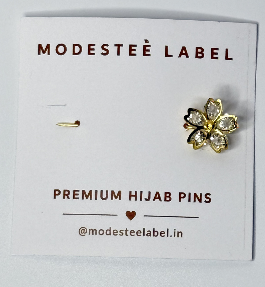 Noor Floral Crystal Hijab Pin