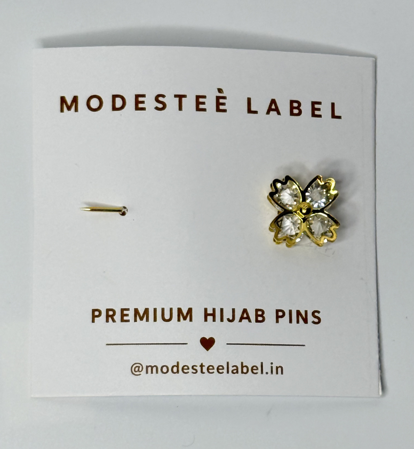 Opal Floral Crystal Hijab Pin