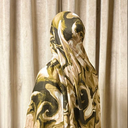 Printed Modal Cotton Hijab -Olive Wave