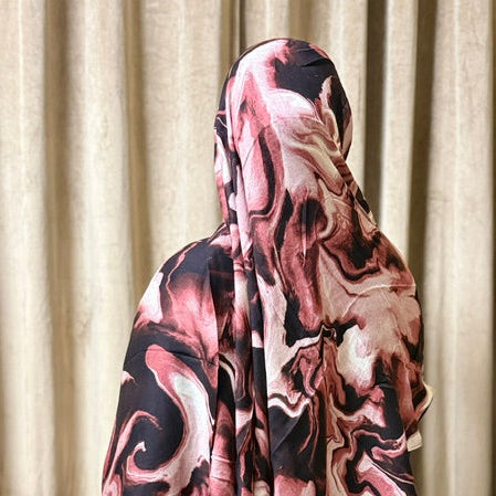 Printed Modal Cotton Hijab -Rosewood Marble